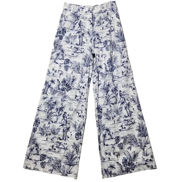 J Mclaughlin Pants - J McLaughlin NWOT Blue and White Printed Wide-Leg Pants